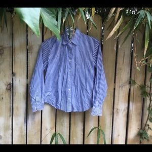 Vintage Petite Sophisticate Blue Stripe Cotton Top